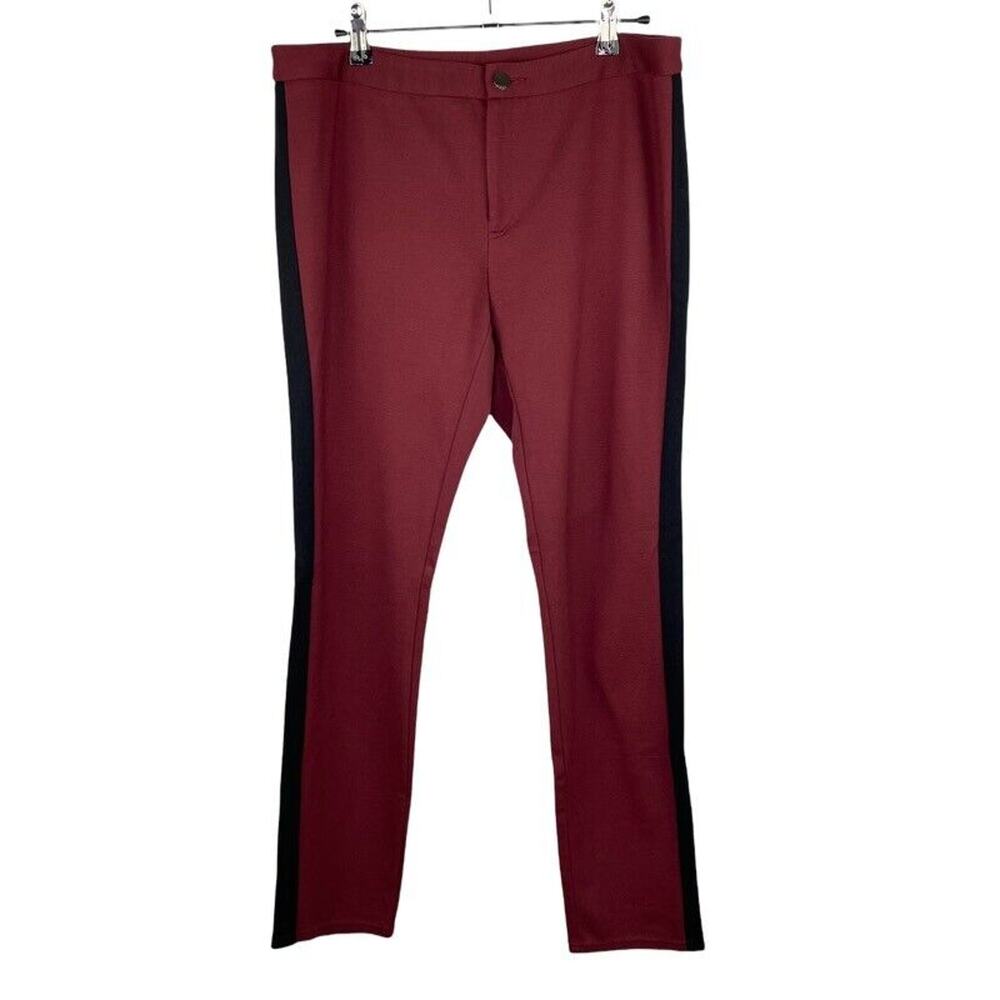 INC International Concepts Burgundy Black Ankle Crop Leggings Women's Sz 12